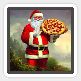 Santa loves pizza Sticker